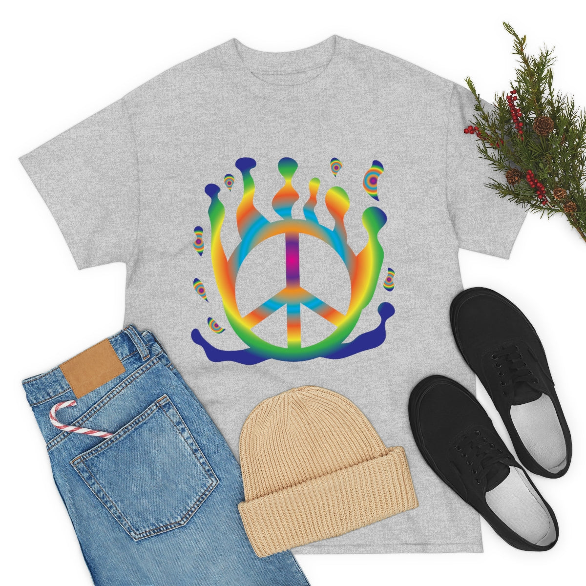 Peace Sign Float Away Unisex Heavy Cotton Tee