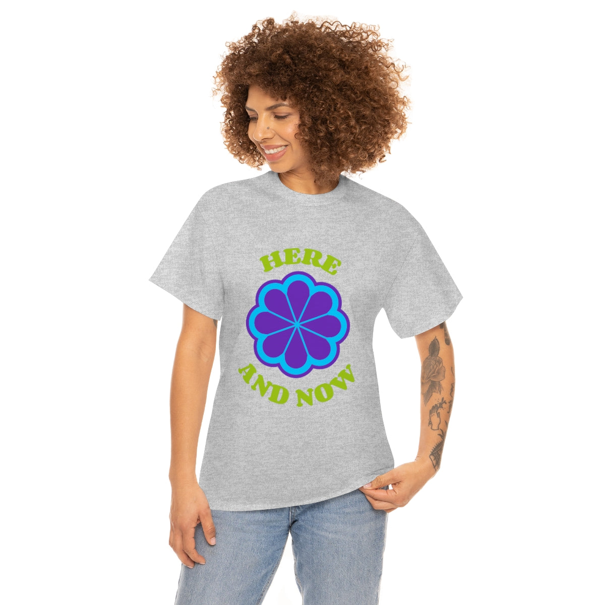 Here And Now Flower Unisex Heavy Cotton Tee