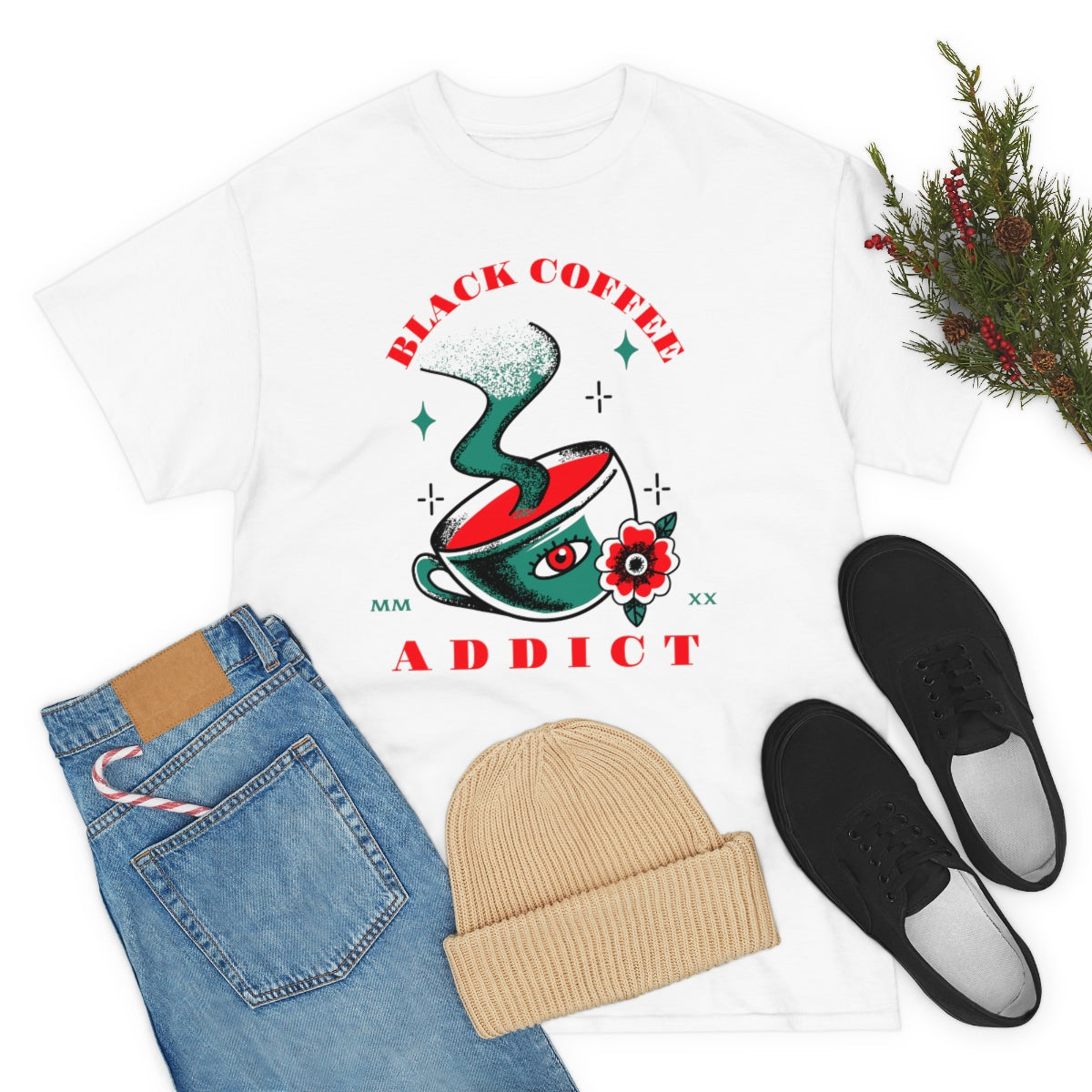 Black Coffee Addict Unisex Heavy Cotton Tee