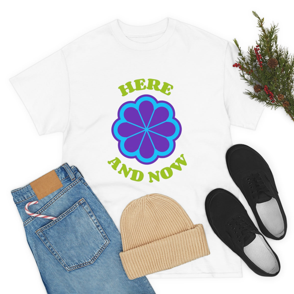 Here And Now Flower Unisex Heavy Cotton Tee
