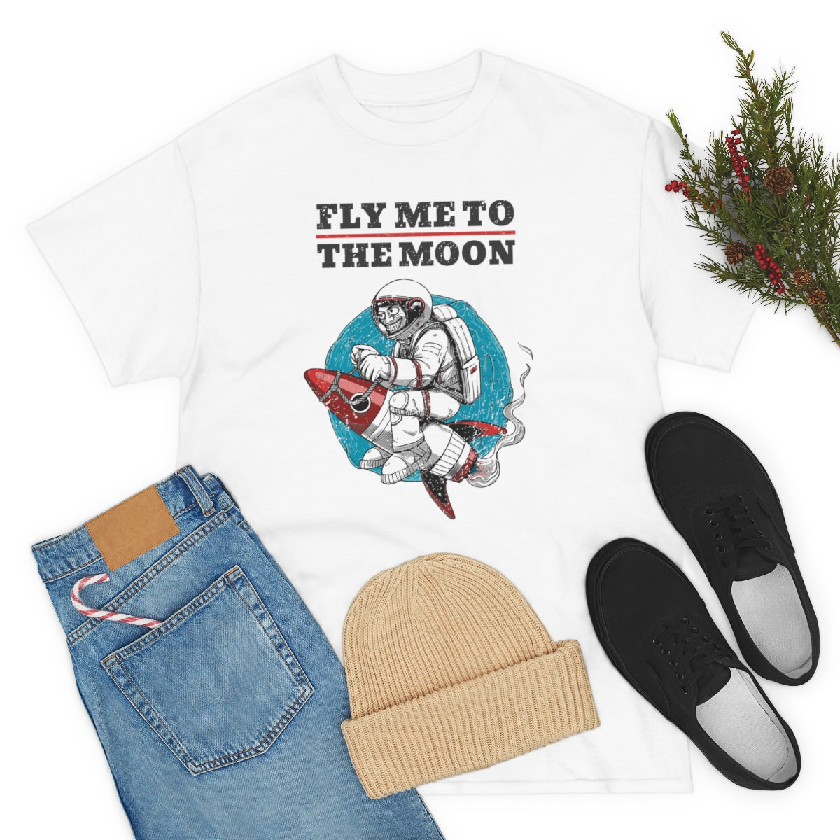 Fly Me to the Moon Astronaut Unisex Heavy Cotton Tee