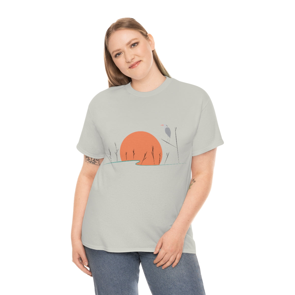 Tranquil Crane Unisex Heavy Cotton Tee
