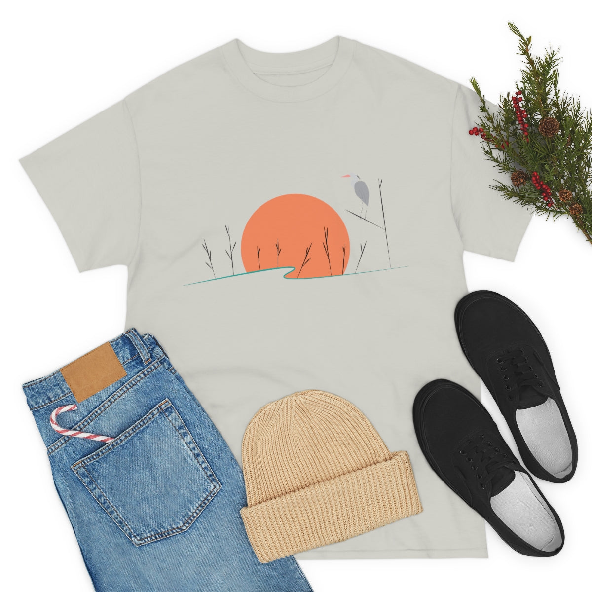 Tranquil Crane Unisex Heavy Cotton Tee