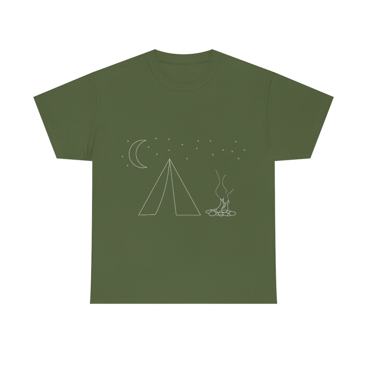 Simple Camping Outline Unisex Heavy Cotton Tee