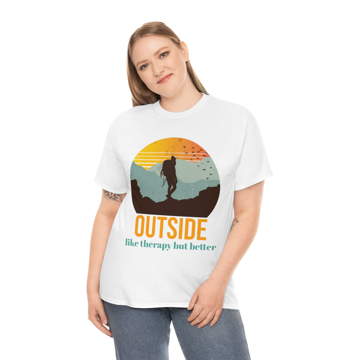 Outside, like therapy but Better Unisex Heavy Cotton Tee