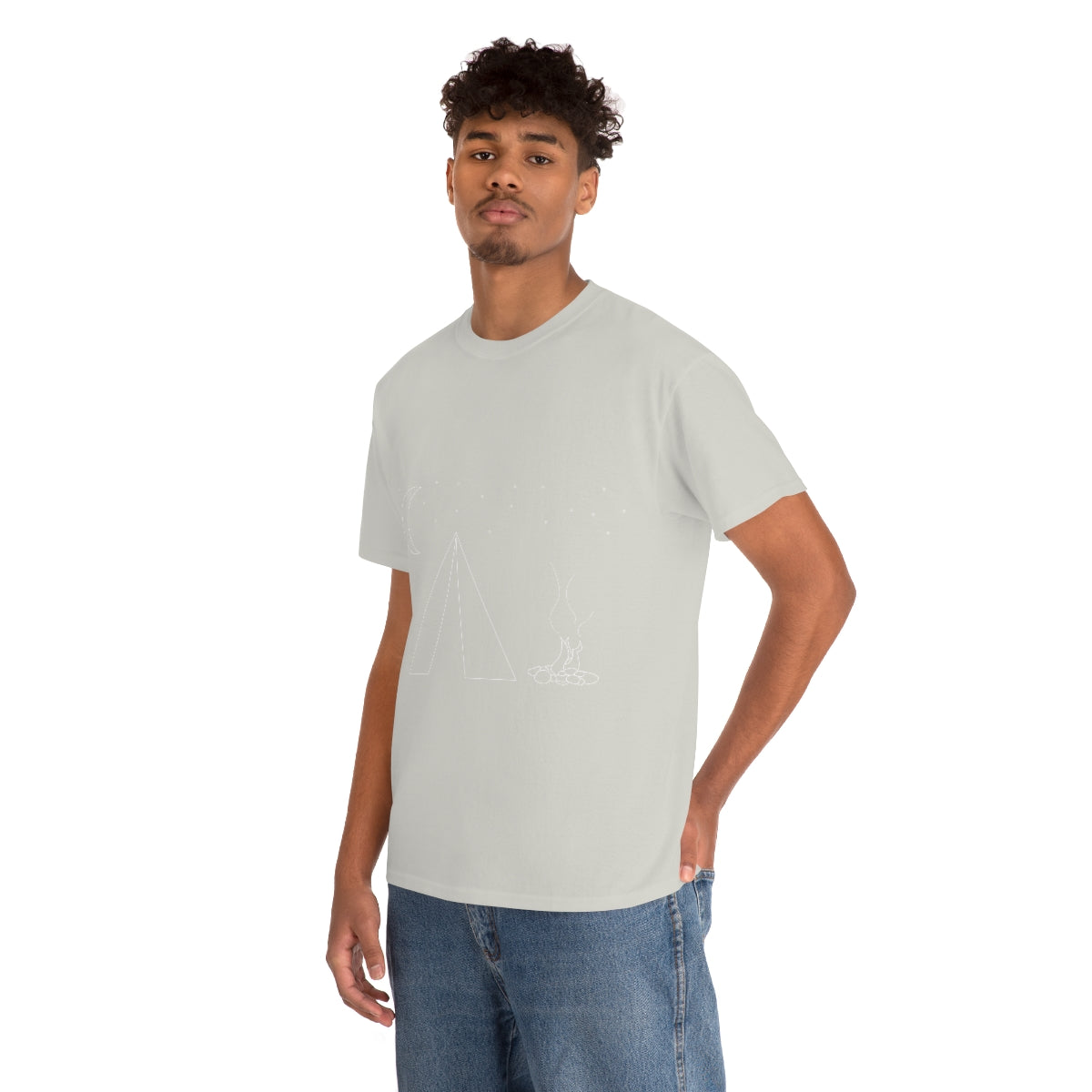 Simple Camping Outline Unisex Heavy Cotton Tee