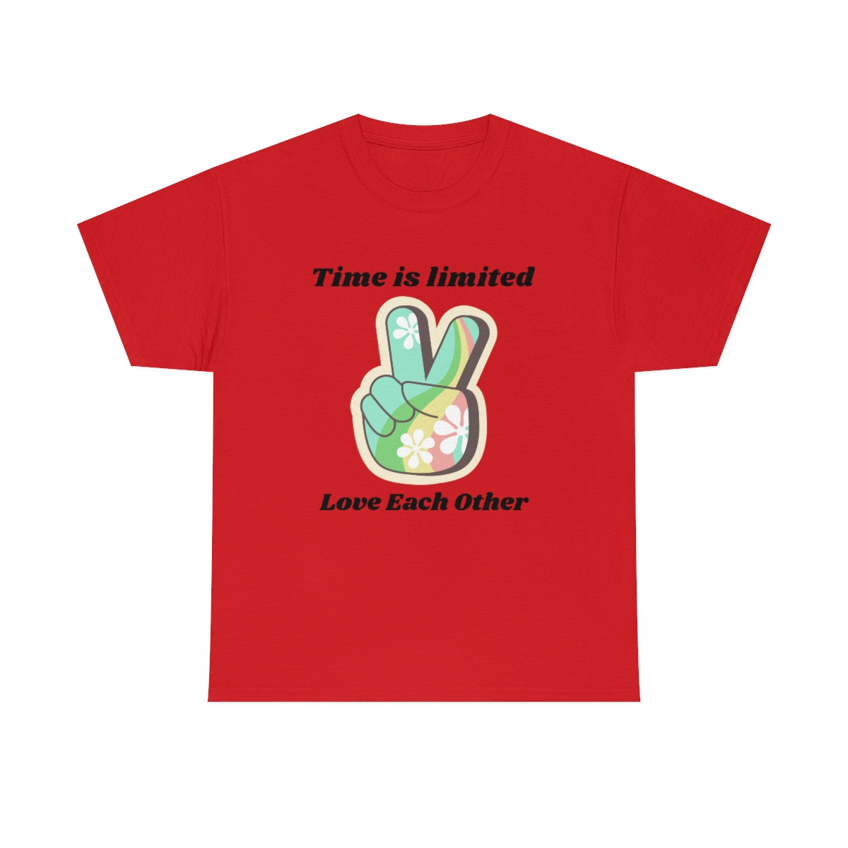 Time is Limited Love Each Other Peace Sign Unisex Heavy Cotton Tee