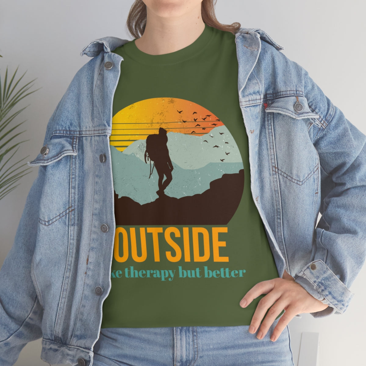 Outside, like therapy but Better Unisex Heavy Cotton Tee