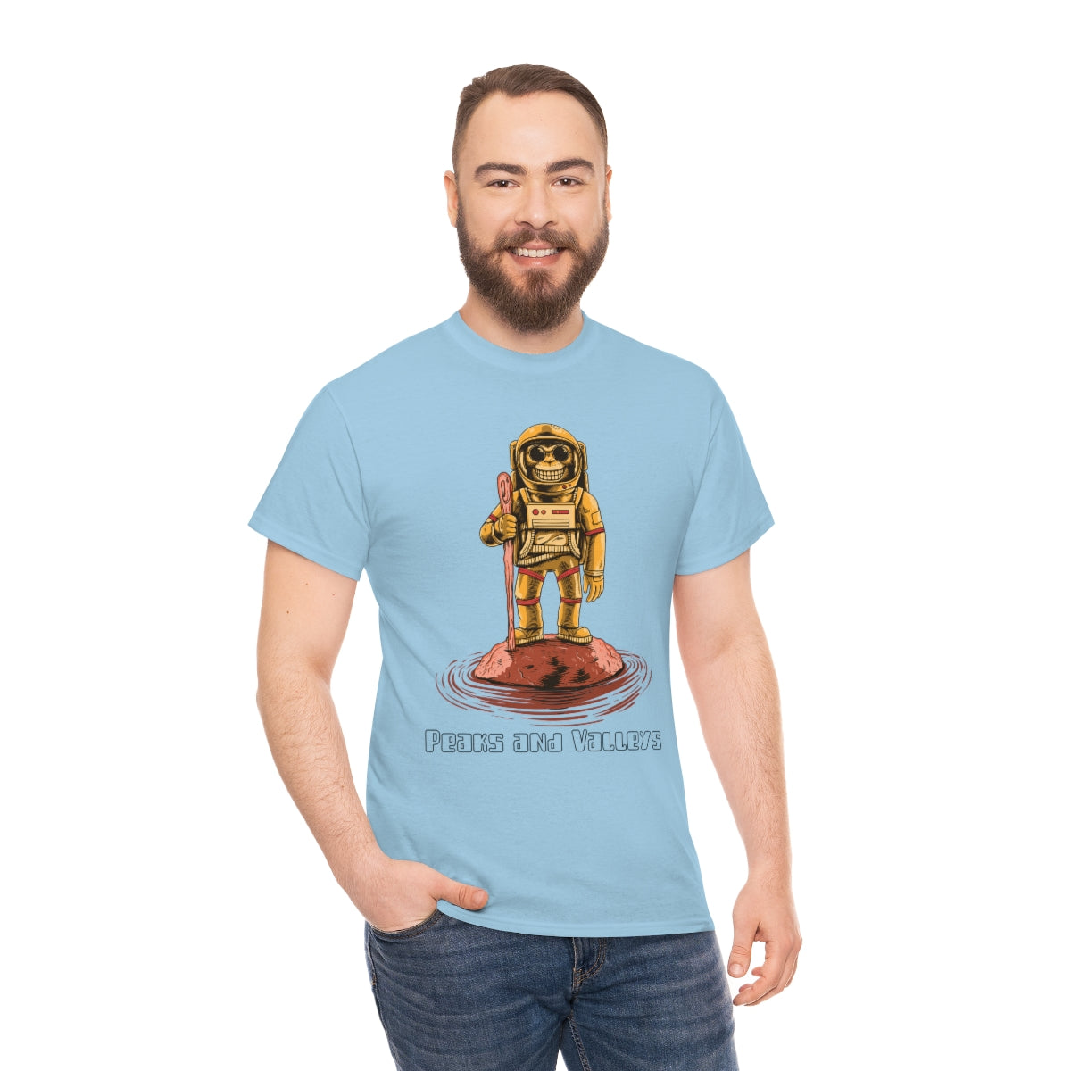 Peaks and Valleys Monkey Astronaut Unisex Heavy Cotton Tee