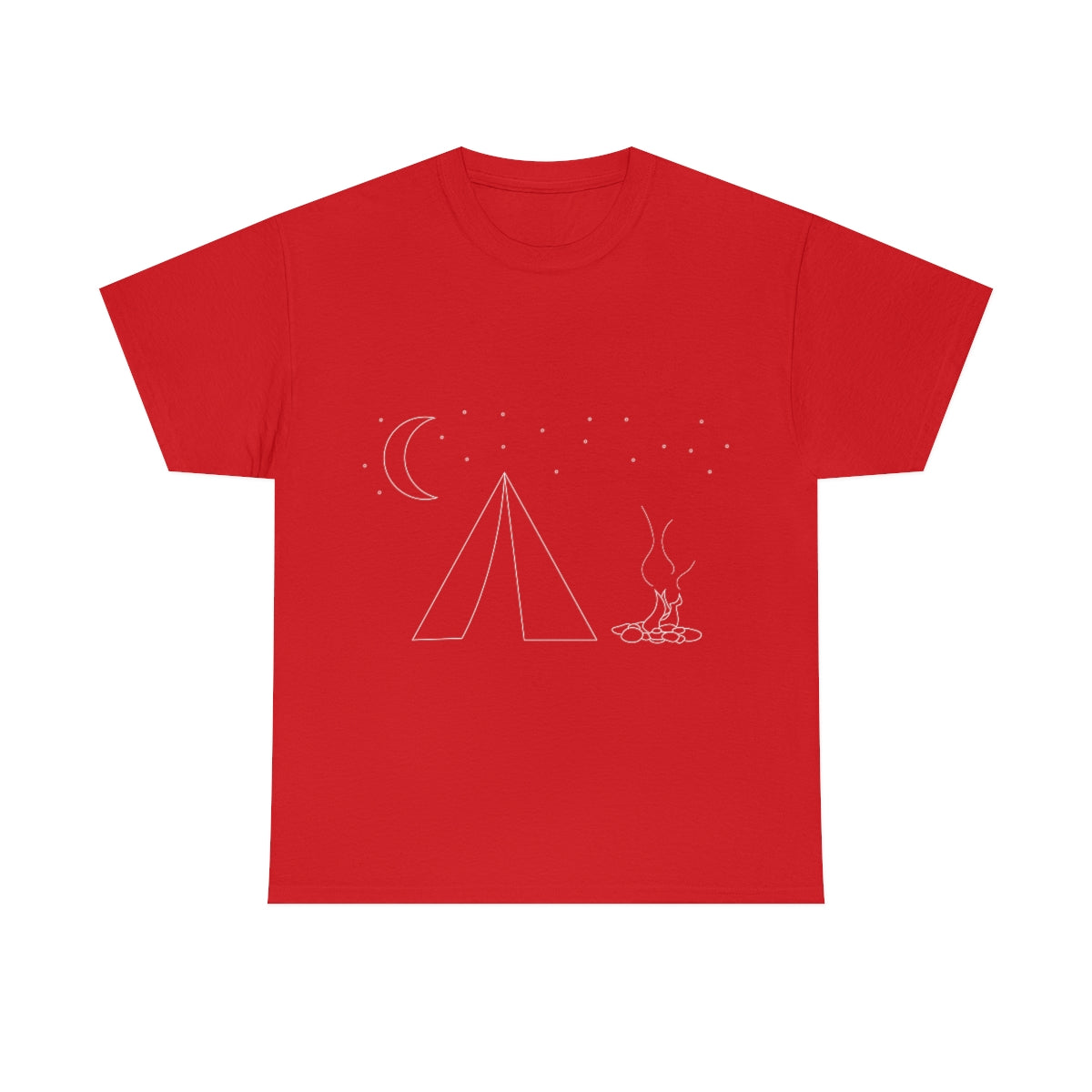 Simple Camping Outline Unisex Heavy Cotton Tee