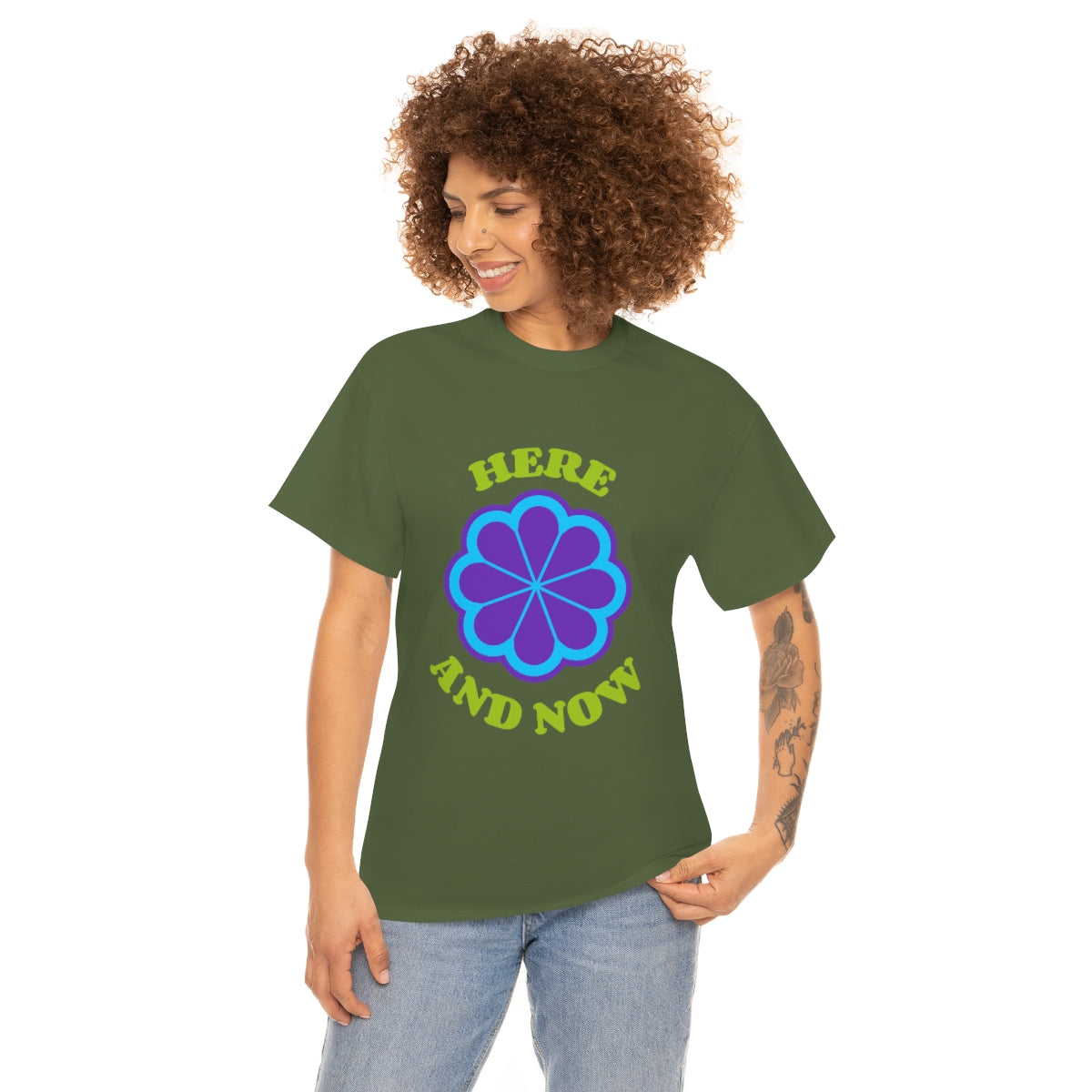 Here And Now Flower Unisex Heavy Cotton Tee