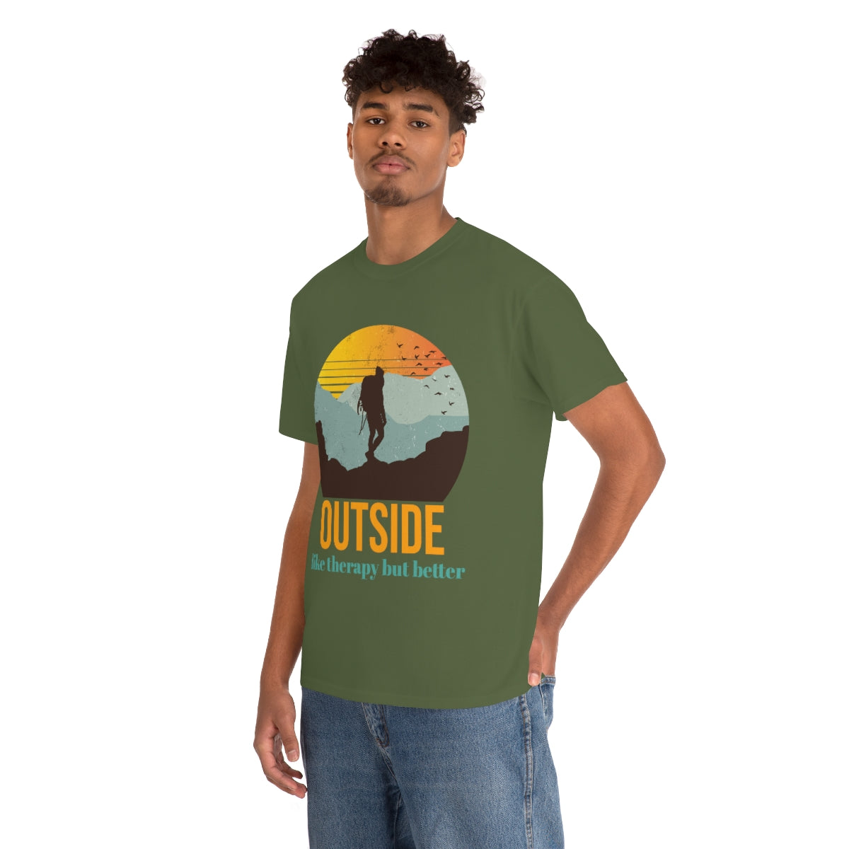 Outside, like therapy but Better Unisex Heavy Cotton Tee