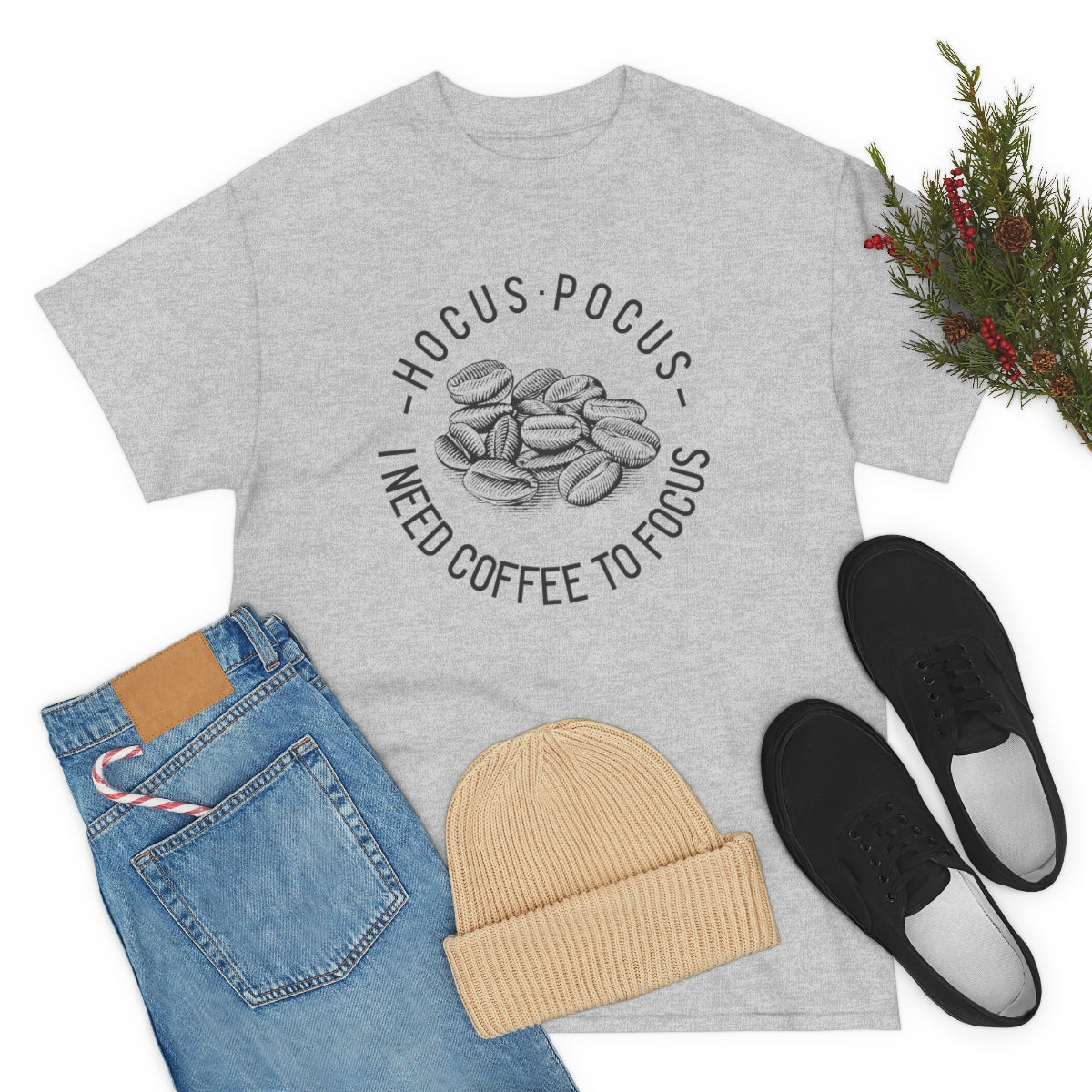Hocus Pocus I need Coffee to Focus Unisex Heavy Cotton Tee