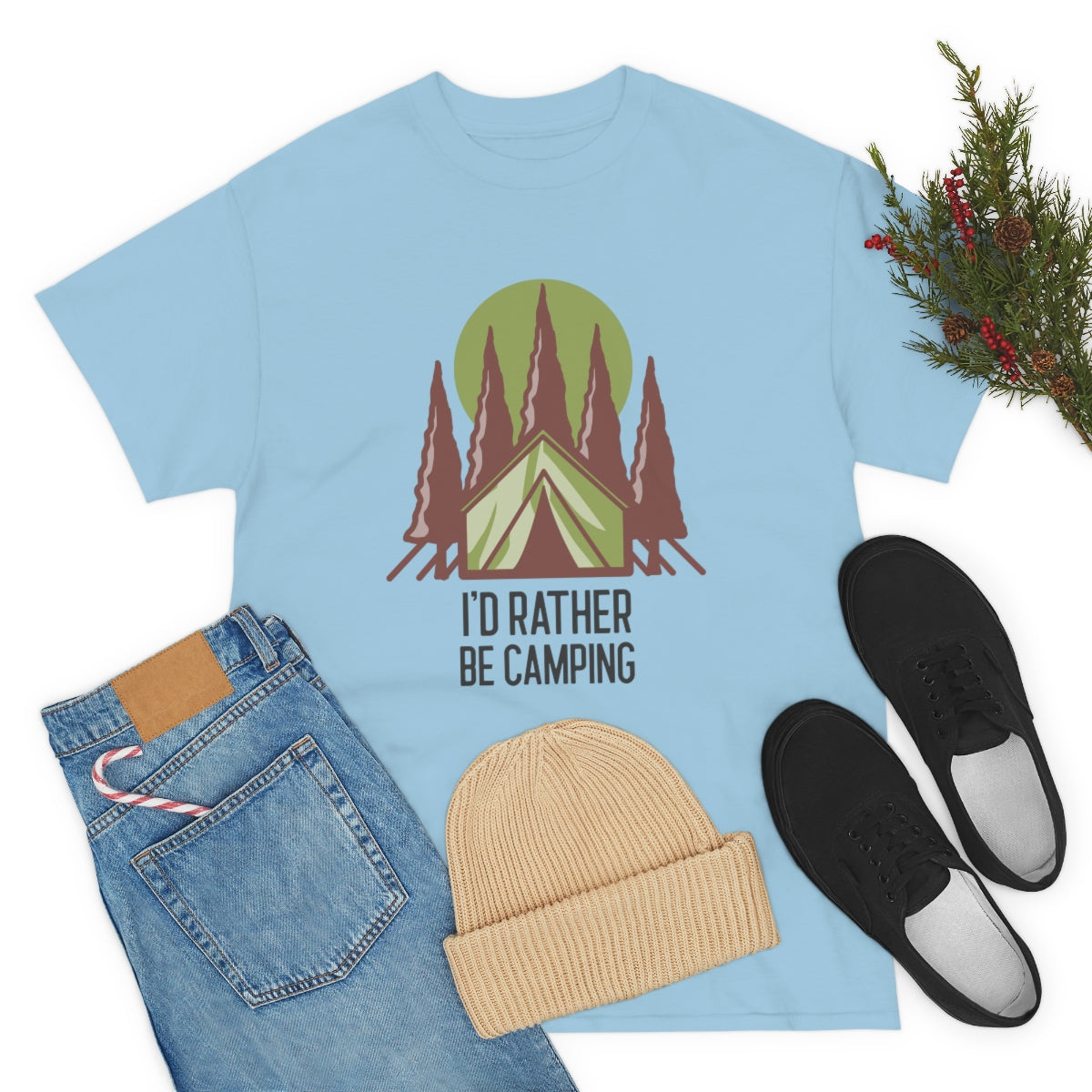 I'd Rather Be Camping Unisex Heavy Cotton Tee