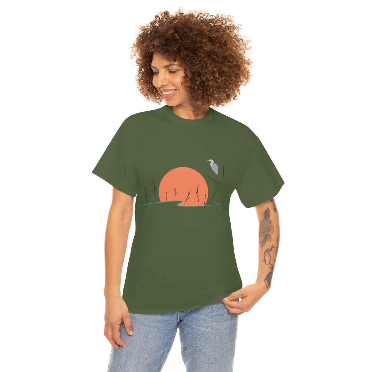 Tranquil Crane Unisex Heavy Cotton Tee
