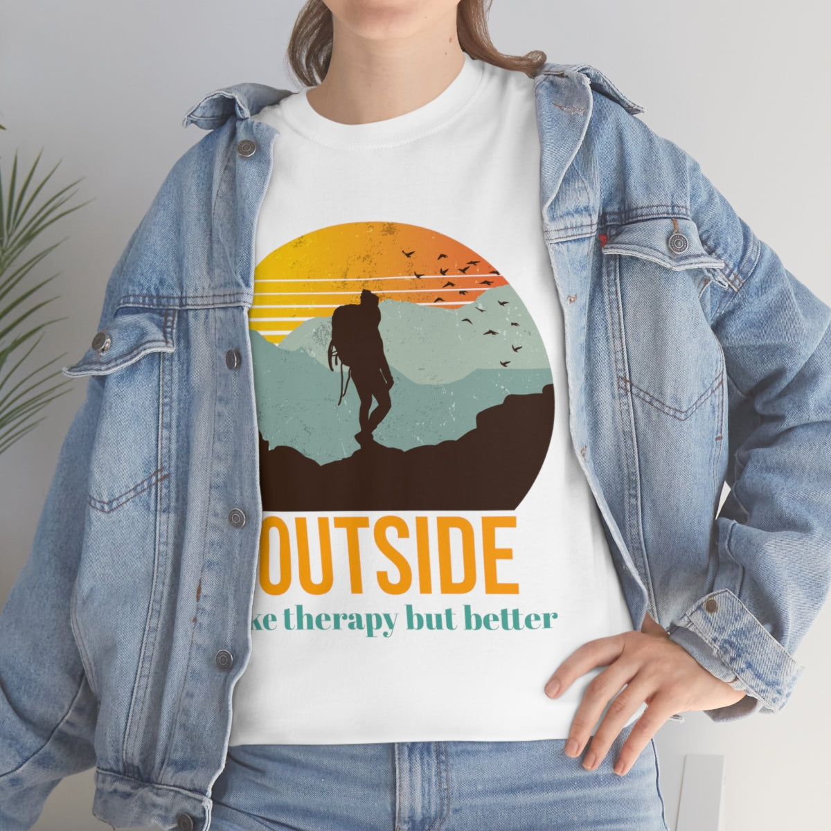 Outside, like therapy but Better Unisex Heavy Cotton Tee