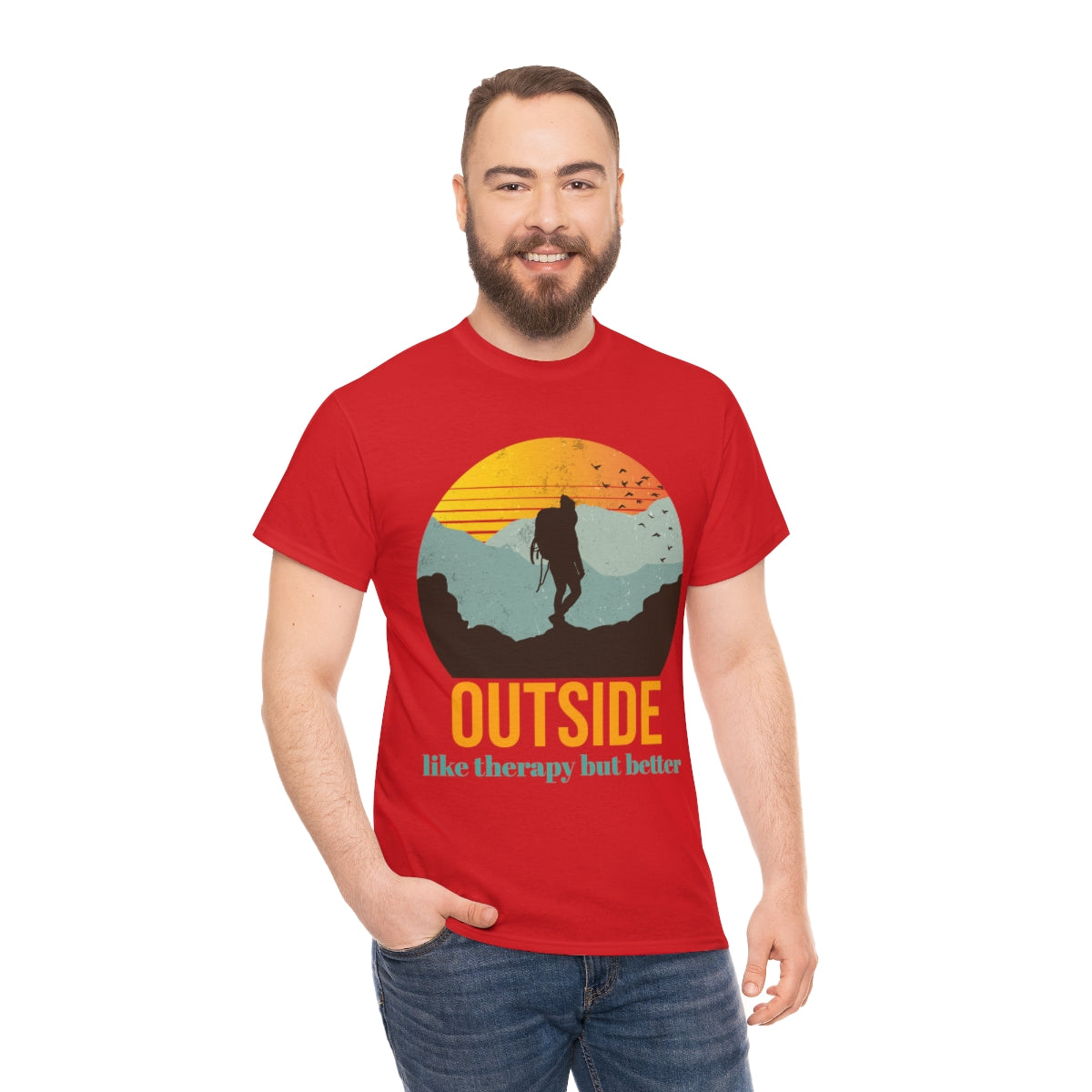 Outside, like therapy but Better Unisex Heavy Cotton Tee