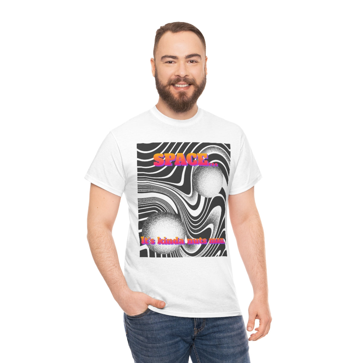 Space... It's Kinda Nuts Man Unisex Heavy Cotton Tee